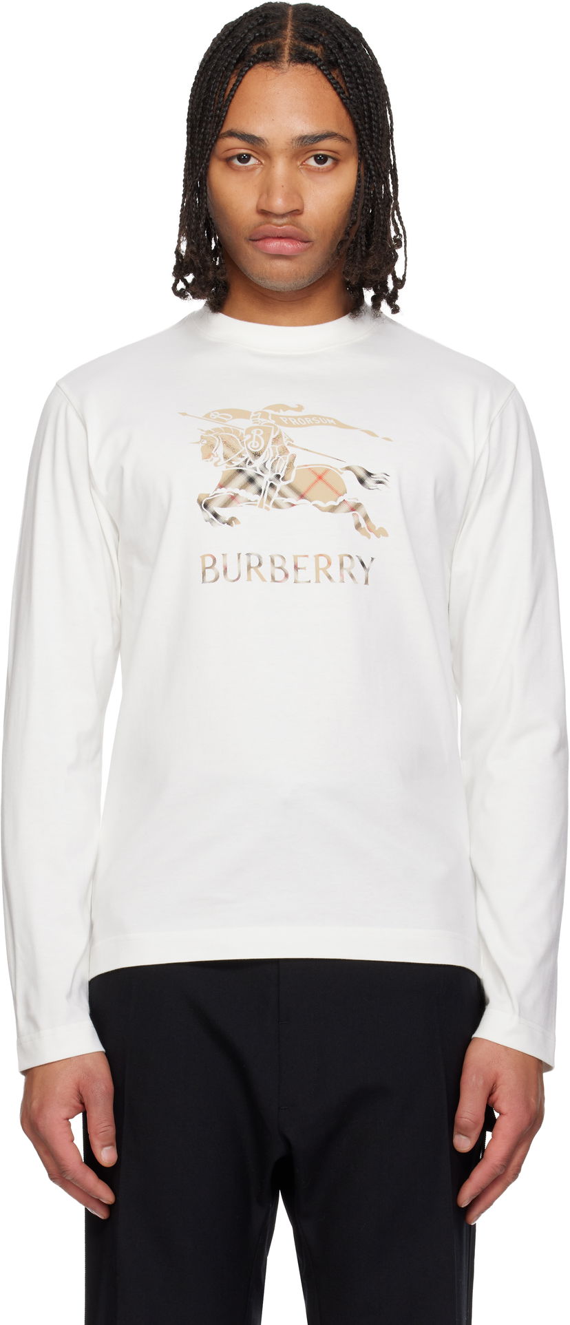 Tričko Burberry EKD Long Sleeve T-shirt Biela | 8121955