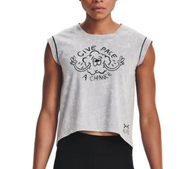 Crop Top Under Armour Graphic Cropped Sleeveless T-Shirt Give Pace A Chance Šedá | 1361377-014, 0