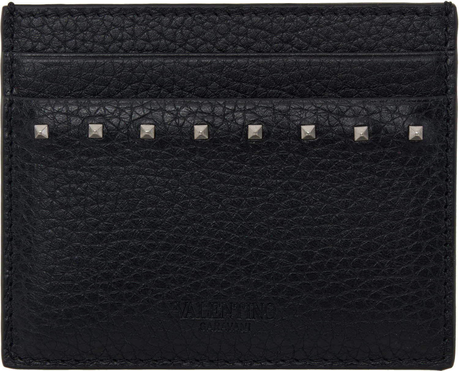 Peňaženka Valentino Valentino Garavani Rockstud Grainy Calfskin Card Holder Čierna | 6Y2P0V18PDX, 0