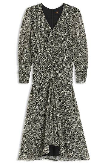 Šaty BOSS Seersucker Midi Dress with Gathered Details Rôznofarebný | 50544051, 0