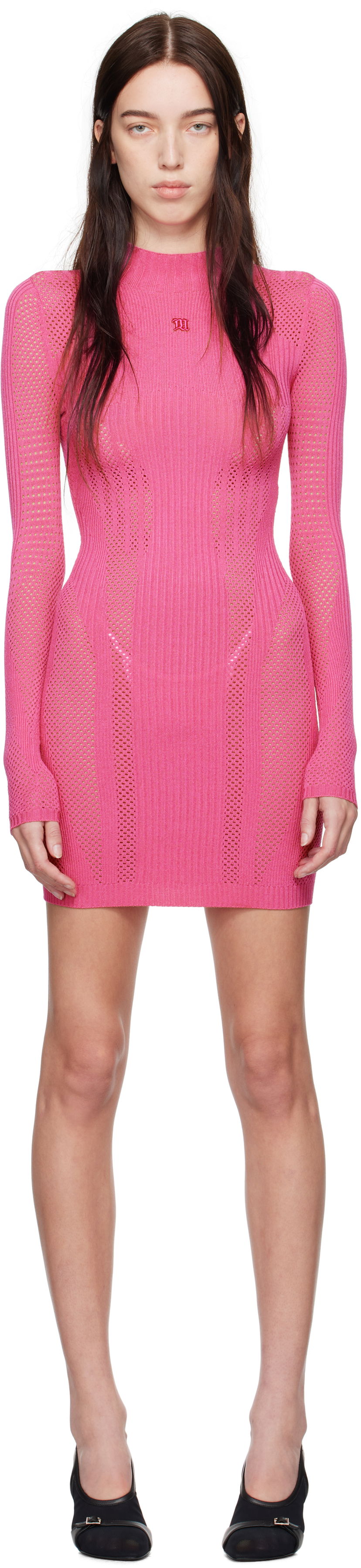 Šaty MISBHV Knitted Mesh Mini Dress Ružová | 241W501