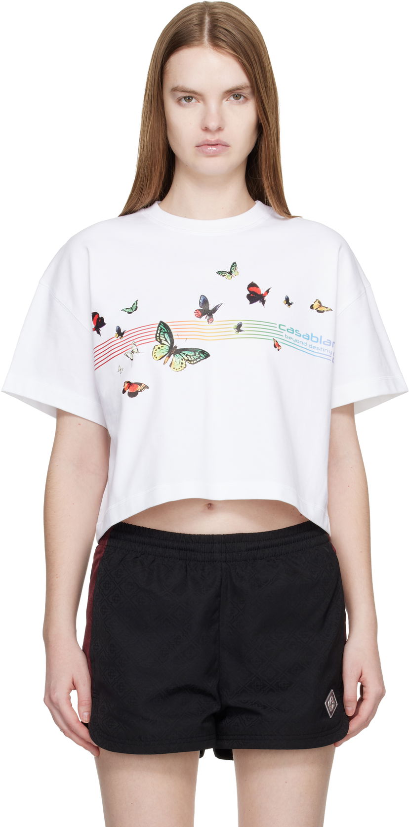 Tričko Casablanca Casablanca Butterfly Boxy Cropped T-shirt Biela | W-SP26-JTS-037-02