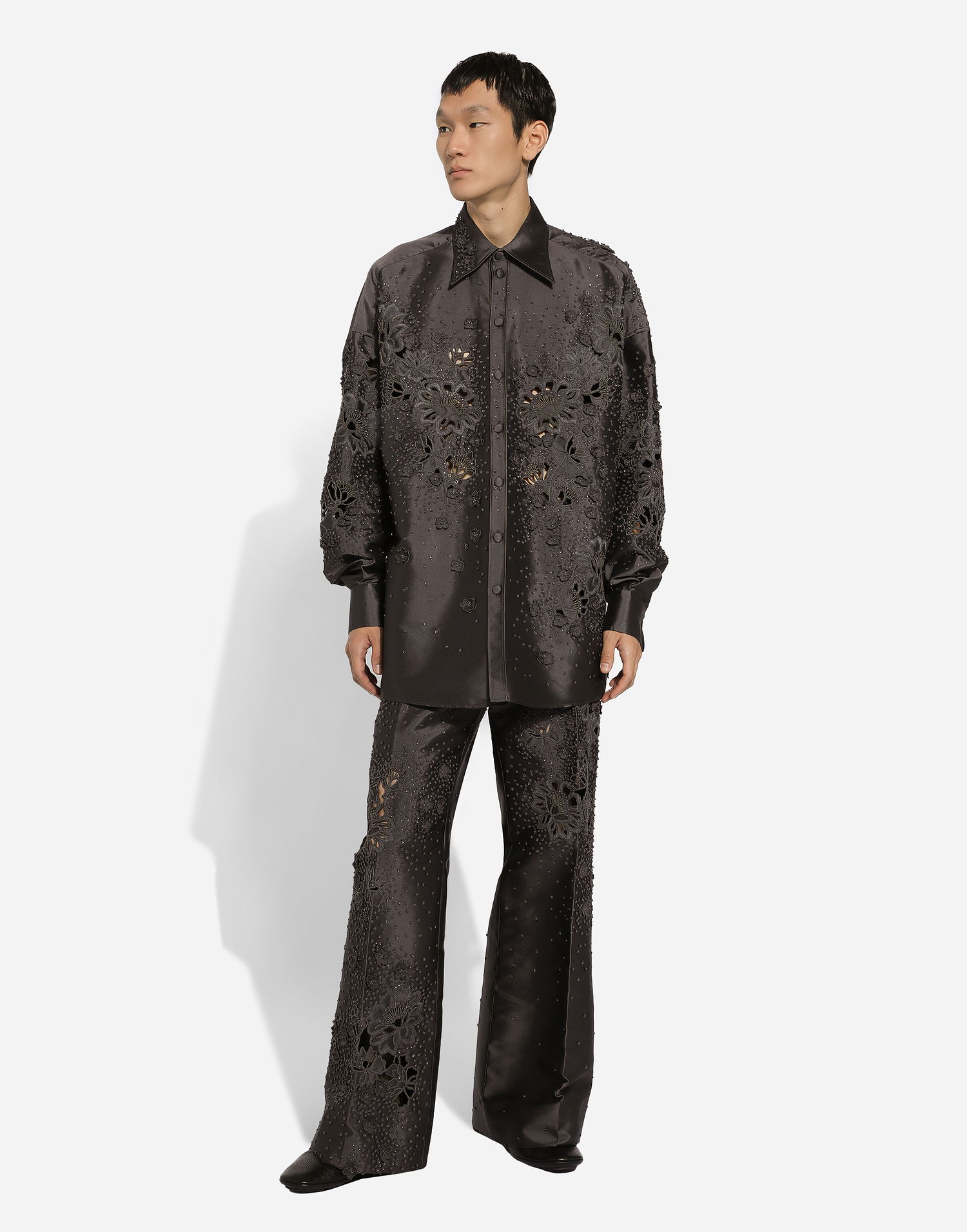 Nohavice Dolce & Gabbana Cropped Trousers With Floral Appliqués Hnedá | GP01PZGH638S9000, 1