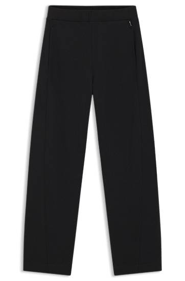 Tepláky BOSS Cotton-blend Wide-Leg Tracksuit Bottoms with Lustrous Piping Čierna | 50551504
