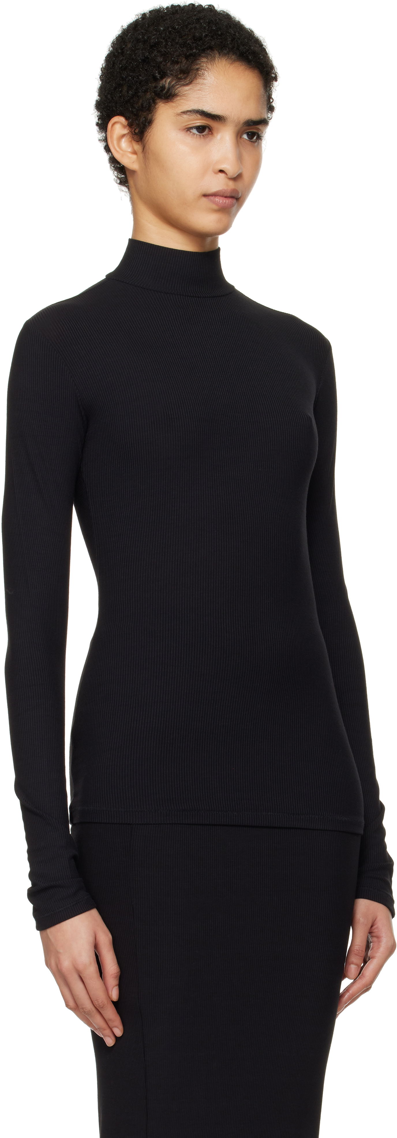 Sveter SKIMS SKIMS Soft Lounge Mock Neck Long Sleeve Top Čierna | LS-LST-6329W, 1