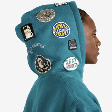 Mikina Pleasures Worms Hoodie Tyrkysová | P23F022-GREEN, 3