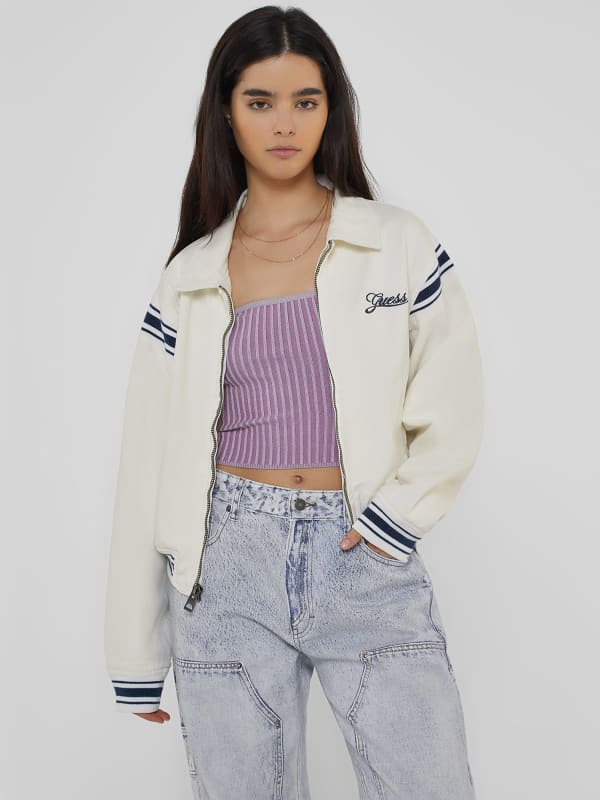 Cropped Jacket With Back Embroidery