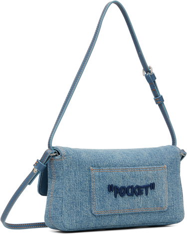 Taška cez rameno Off-White Jitney 0.7 Denim Bag Modrá | OWNN18IF25DEN0014145, 2