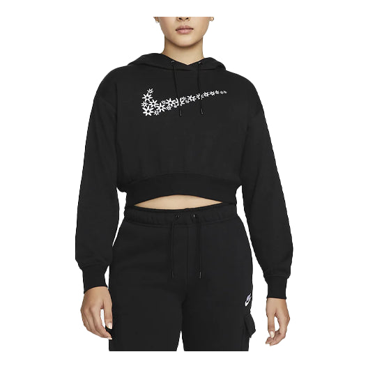 Mikina Nike Sportswear Logo Embroidered Fleece Hoodie Čierna | DO7257-010, 0