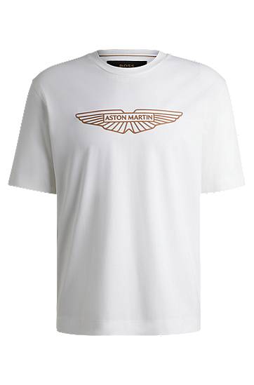 Tričko BOSS BOSS x ASTON MARTIN Stretch-Cotton Tee with Logo Biela | 50537881, 0