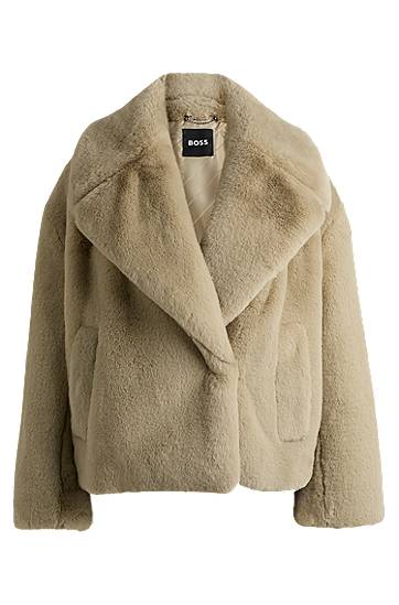 Bunda BOSS BOSS Cropped Teddy Coat Béžová | 50524986