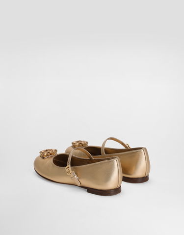 Tenisky a topánky Dolce & Gabbana Dolce & Gabbana Nappa Leather Ballet Flats With Brooches Metalická | D11376AX26180997, 2