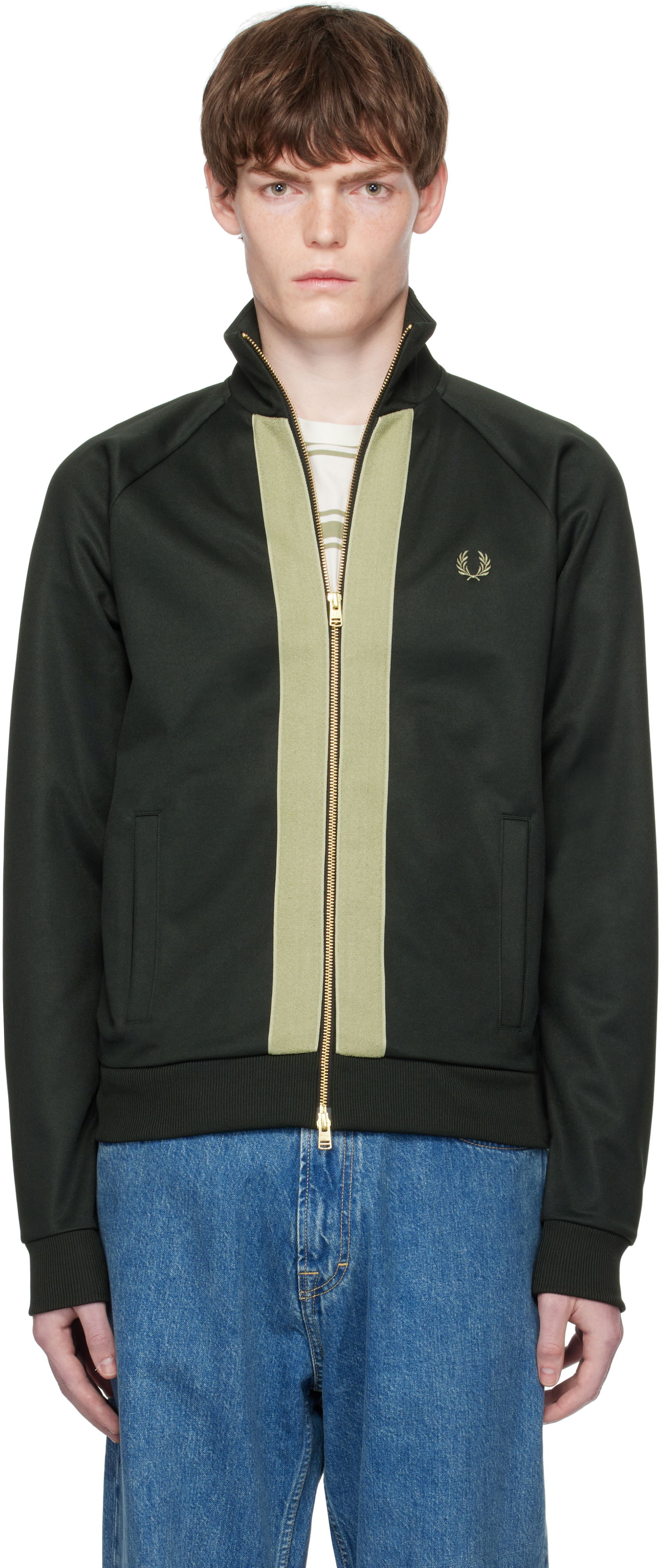 Bunda Fred Perry Fred Perry Chenille Tape Track Jacket Zelené | J9051, 0