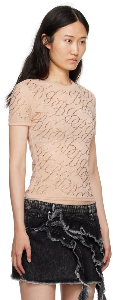 Tričko Blumarine Blumarine Crystal-Cut T-Shirt Béžová | A344C047A, 1