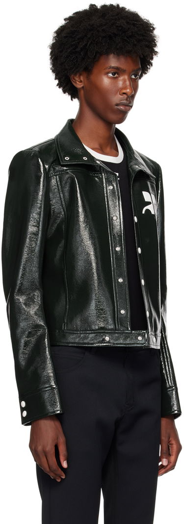 Bunda Courrèges Vinyl Cropped Jacket Čierna | PERCBL017VY0014, 4