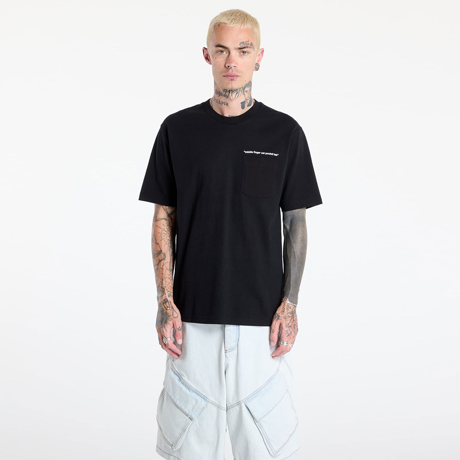 Tričko RIPNDIP RIPNDIP Middle Finger Cat Pocket T-Shirt Čierna | RNDSUM25139, 0