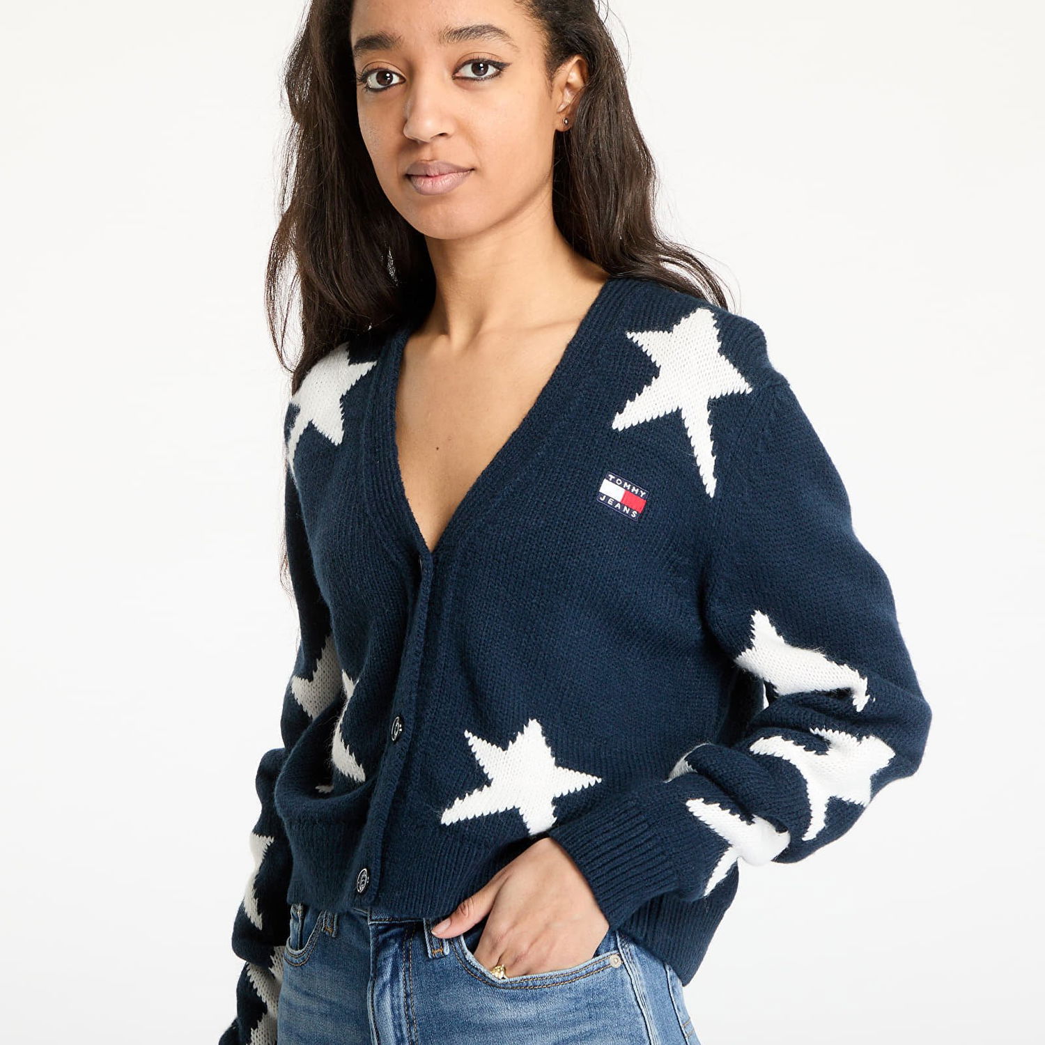 Sveter Tommy Hilfiger Tommy Jeans Star Cardigan Navy | DW0DW20275 C1G, 1