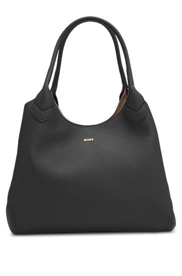 Tote bag BOSS BOSS Grained Leather Tote Bag with Logo Lettering Čierna | 50547732, 0