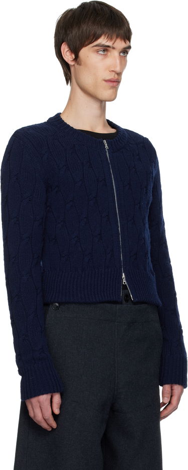Sveter Dries Van Noten Dries Van Noten Cable-Knit Full-Zip Cardigan Navy | 252-021212-2707, 1