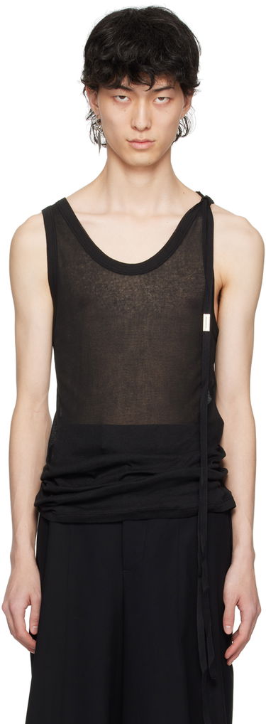 Tielko Ann Demeulemeester Sheer Tie Detail Tank Top Čierna | 2401-M-JTO20-FA434-099, 0