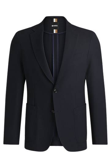 Bunda BOSS Slim Fit Stretch Piqué Blazer with Notched Lapels Navy | 50535014, 0
