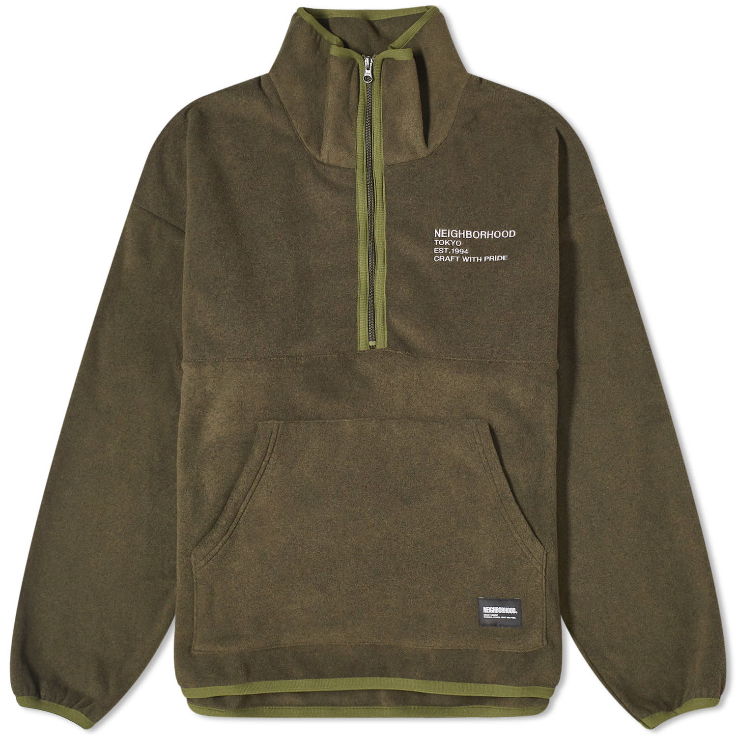 Sveter Neighborhood Fleece Half Zip Crew Sweater "Olive Drab" Hnedá | 232OKNH-CSM06-OD, 0