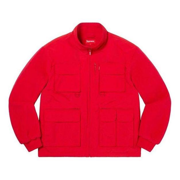 Bunda Supreme Fleece Jacket with Multiple Pockets Červená | SUP-FW19-943