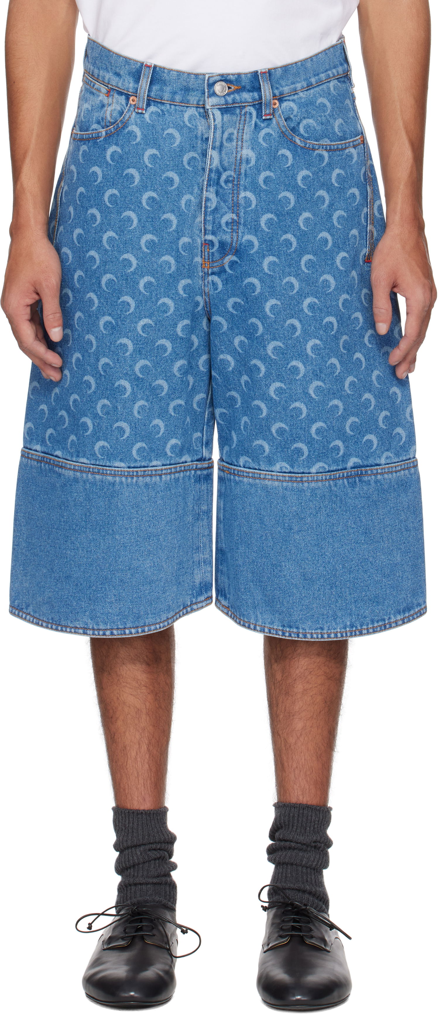 Šortky Marine Serre Marine Serre Moon Laser Denim Shorts Modrá | USH004A CDEN0002, 0