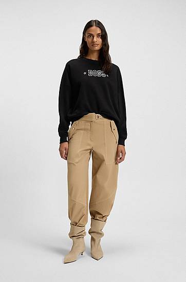 Mikina BOSS BOSS Cotton-Terry Sweatshirt with Logo Čierna | 50546961, 1