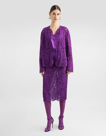 Košeľa Dolce & Gabbana Cordonetto Floral Lace Button-Up Top Fialová | F29TUTHLM7LF0571, 3