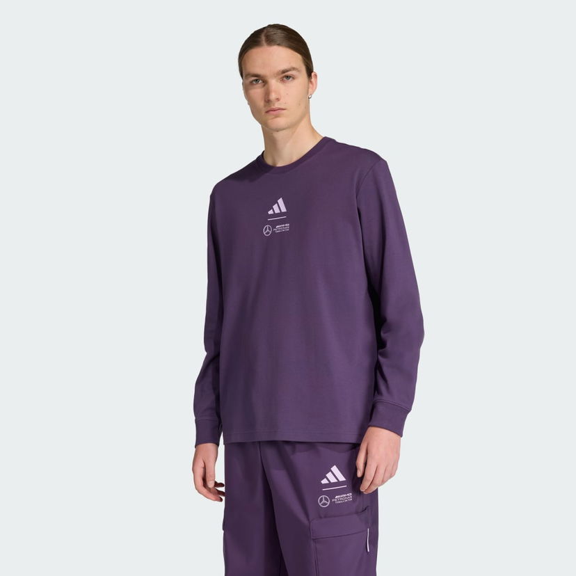 Tričko adidas Performance Mercedes - AMG Petronas Formula One Team Premium Woven Long Sleeve T-Shirt Fialová | JX8812