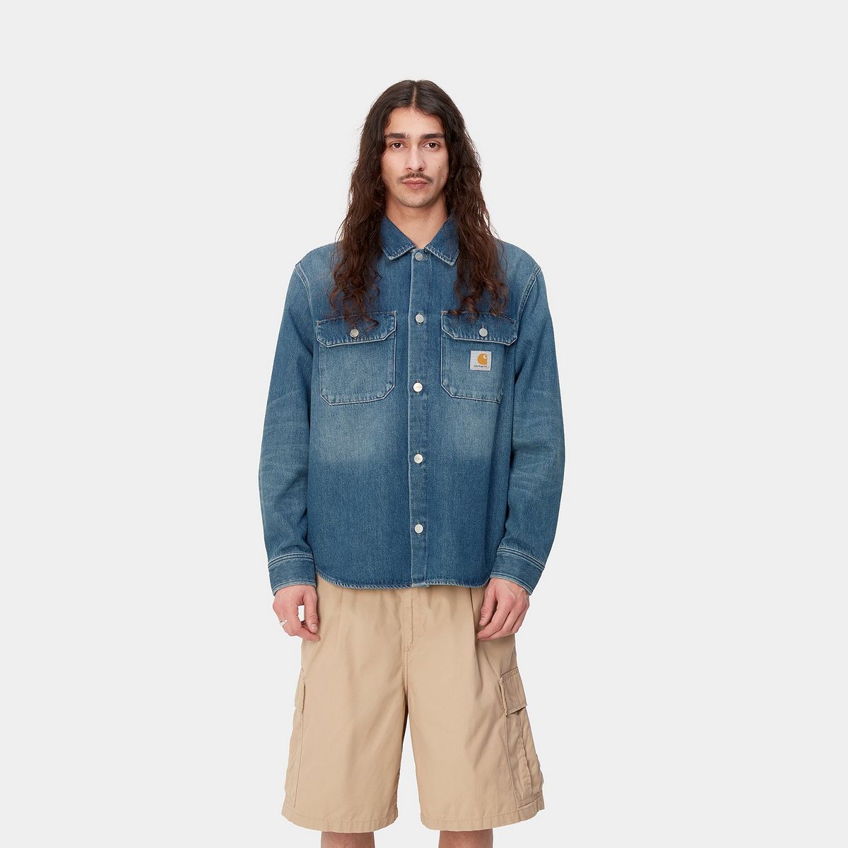 Košeľa Carhartt WIP Harvey Shirt Modrá | I033346_01_4L, 1