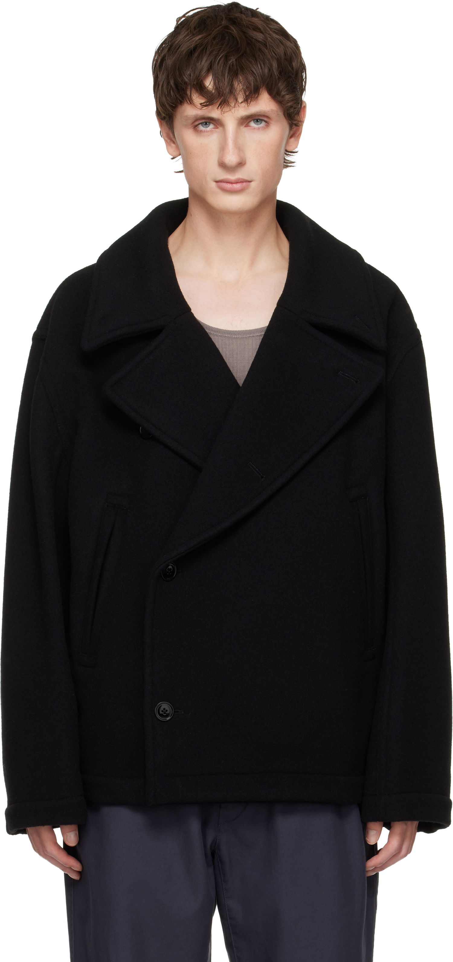 Kabáty LEMAIRE Boxy Double-Breasted Coat Čierna | CO1131 LF1116, 0