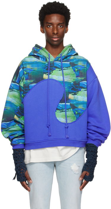 Mikina ERL Paneled Graphic Hoodie Modrá | ERL06T038, 0