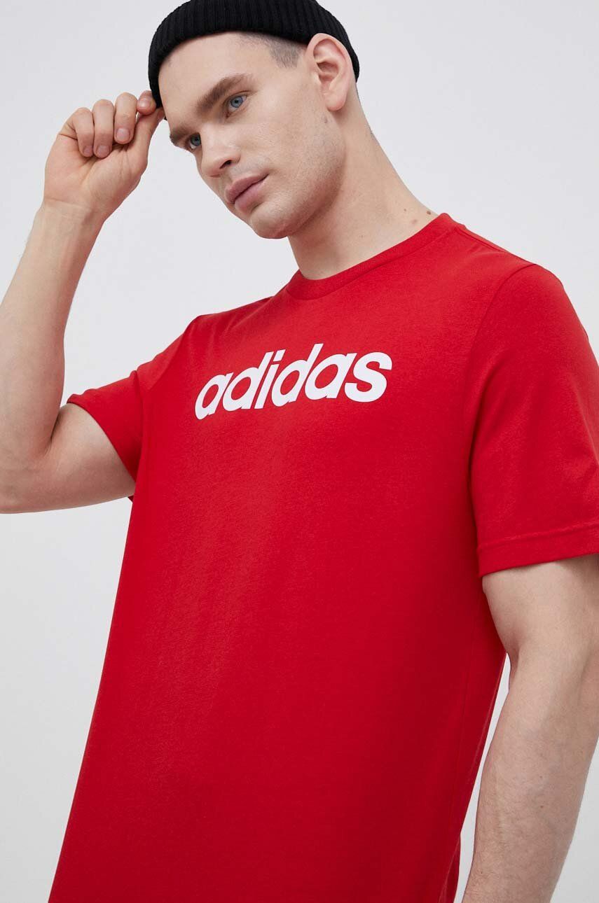 Tričko adidas Originals Essentials Single Jersey Linear Embroidered Logo T-Shirt Červená | IC9278, 0
