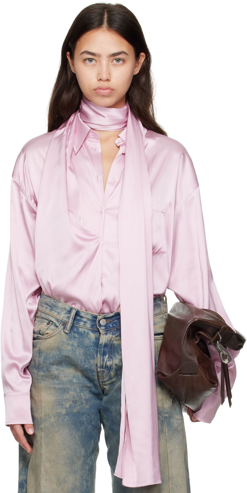 Košeľa Acne Studios Acne Studios Layered Satin Blouse Ružová | AC0772-