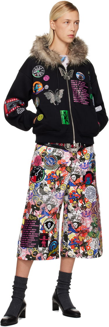 Mikina Chopova Lowena Chopova Lowena Faux Fur Trim Patchwork Zip Hoodie Čierna | 5264, 3