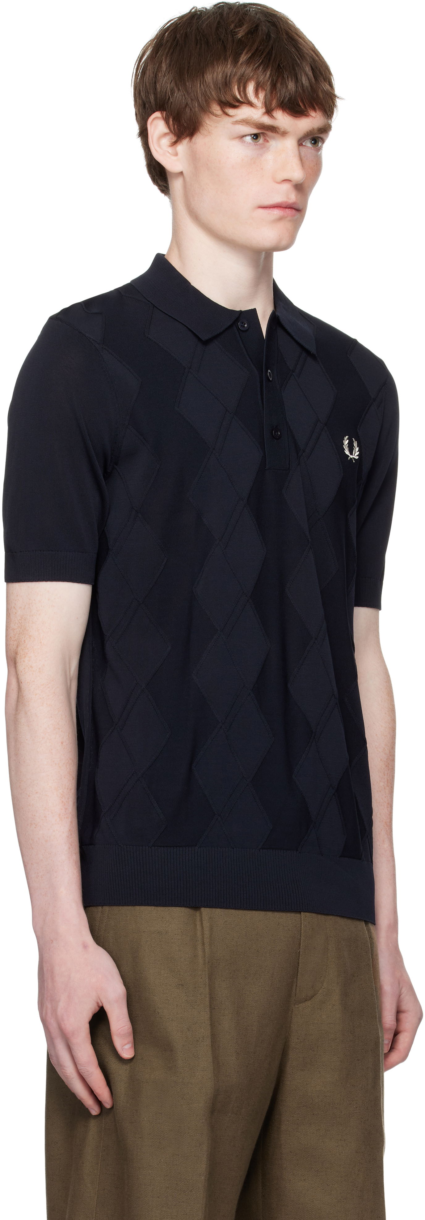 Polo tričko Fred Perry Fred Perry Cable Knit Polo Navy | K9748, 1