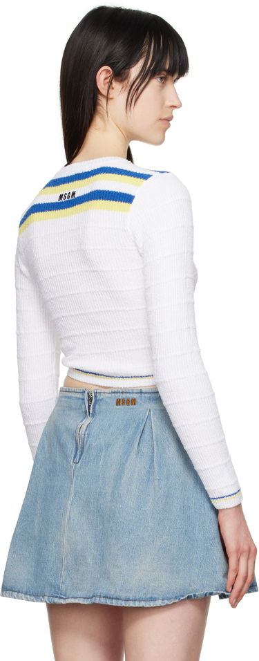 Sveter MSGM MSGM Embroidered Logo Cropped Sweater Biela | 3841MDM201 257289, 2