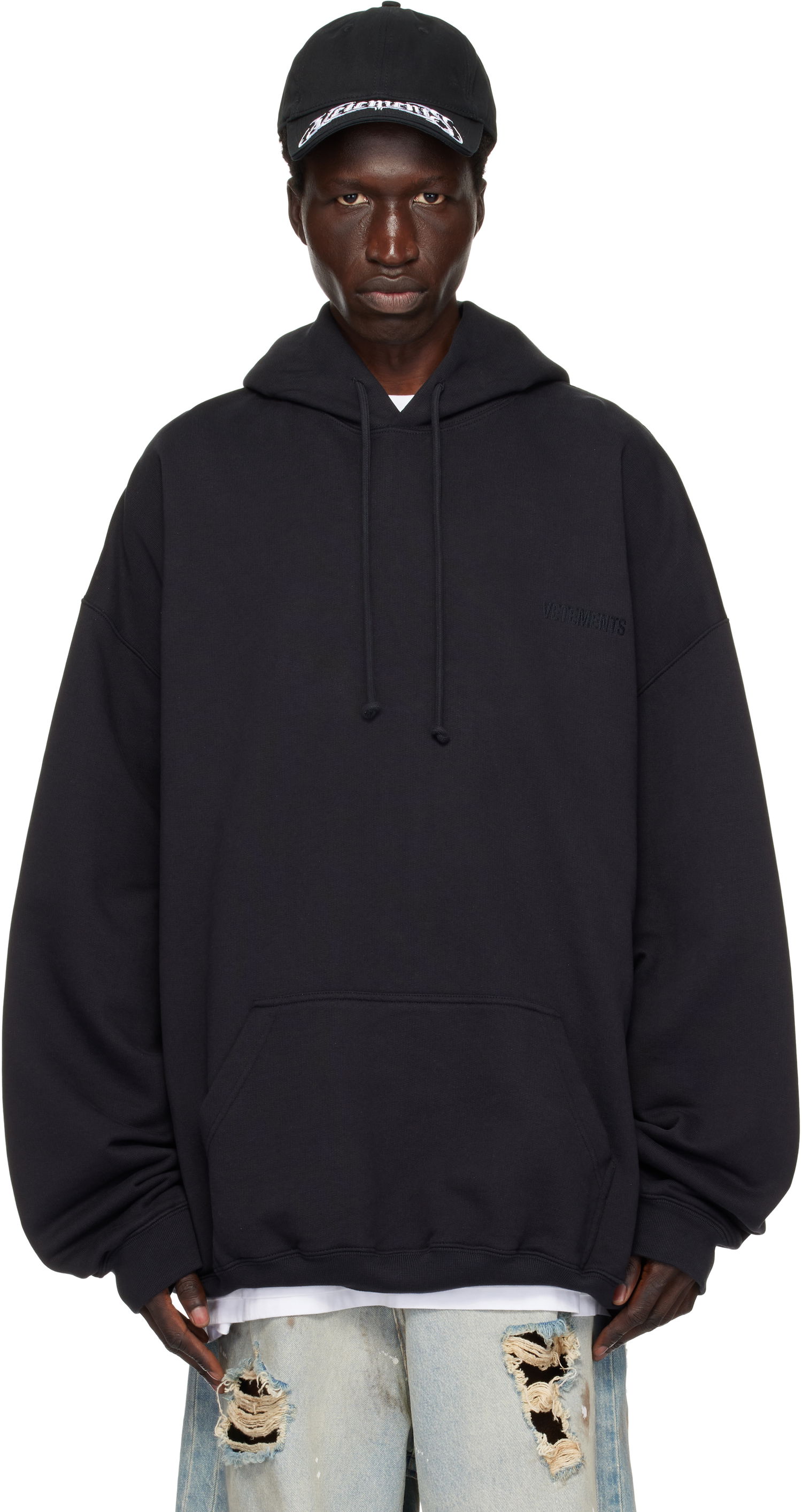 Mikina VETEMENTS Embroidered Logo Hoodie Čierna | UA66HD780B, 0