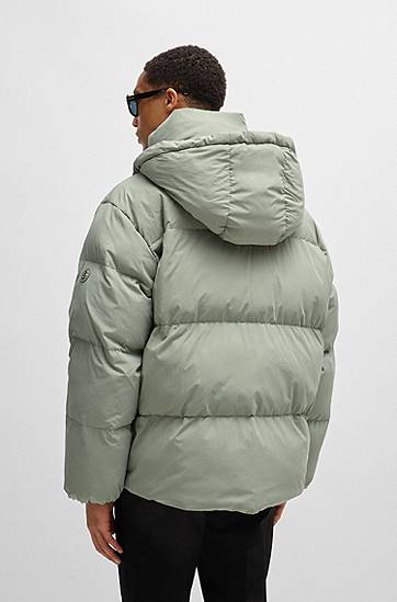 Prešívaná bunda BOSS Water-Repellent Puffer Jacket with Monogram Zelené | 50524002, 1