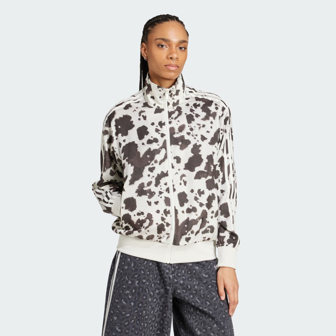Vetrovka adidas Originals Originals Satin Cow Print Track Jacket Biela | KA2683, 0
