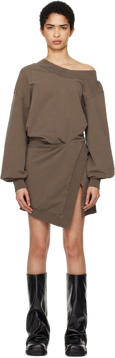 Šaty The Attico Attico Off-Shoulder Draped Sweater Mini Dress Hnedá | 250WCA00397 JJF006AA, 0
