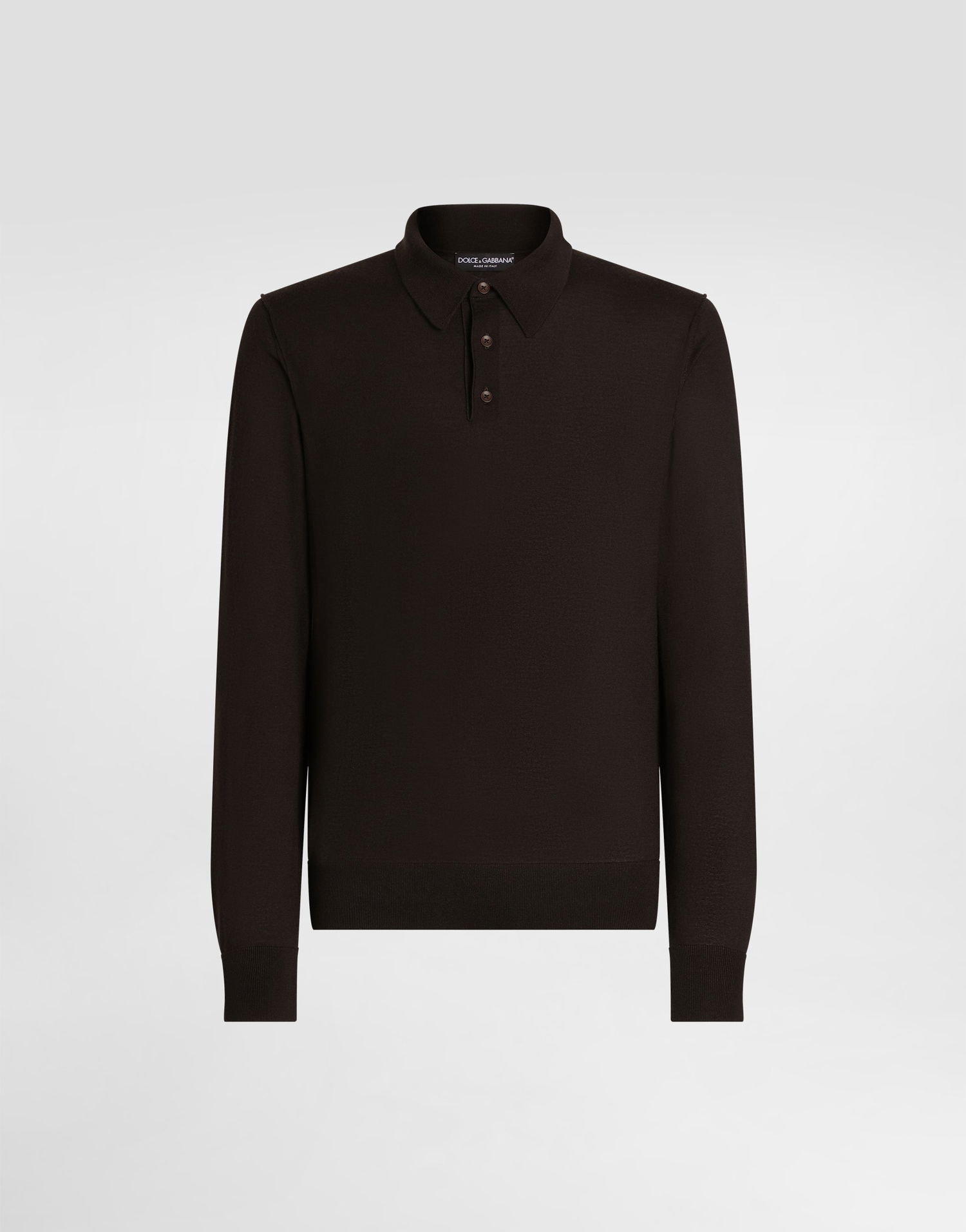 Polo tričko Dolce & Gabbana Dolce & Gabbana Fine-Gauge Cashmere Long Sleeve Polo Shirt Hnedá | GXZ25TJBW05M0682, 0
