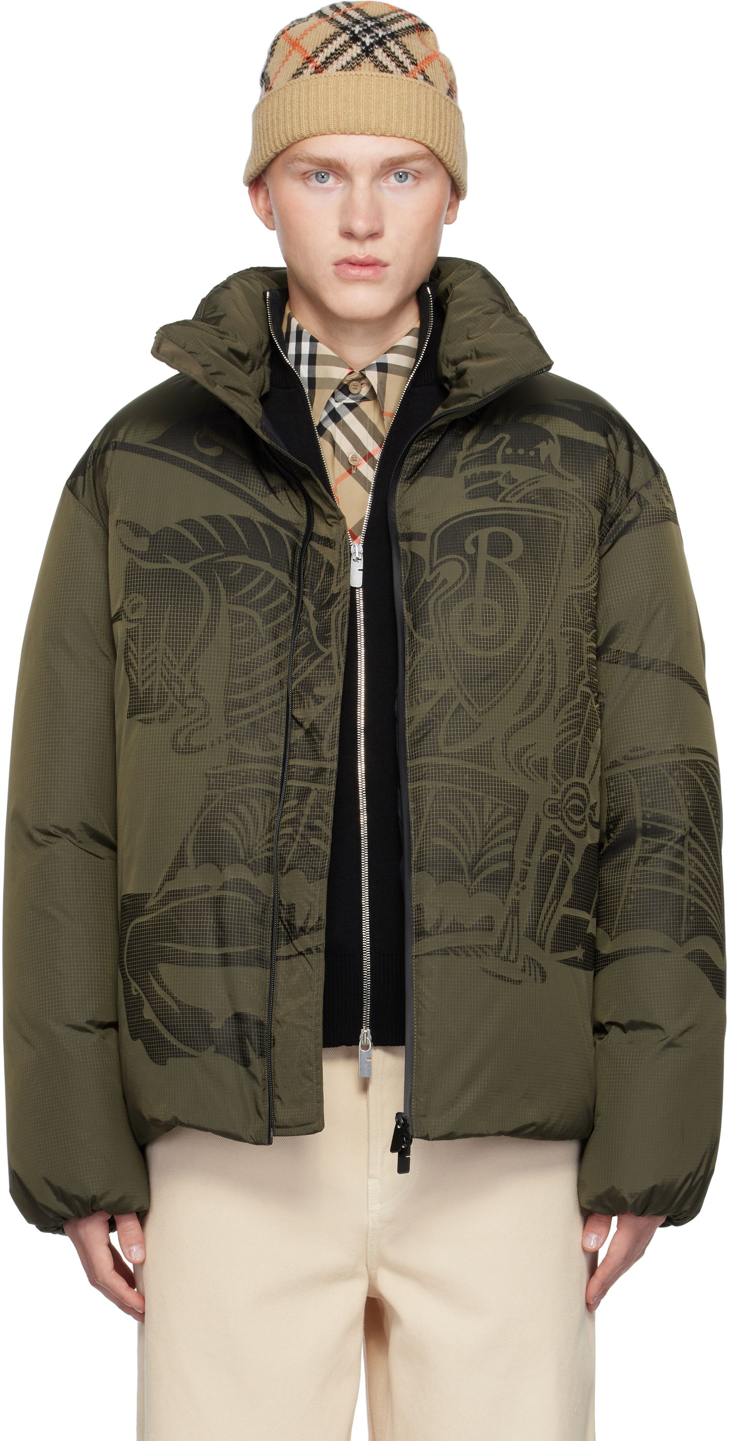 Prešívaná bunda Burberry Nylon Puffer Down Jacket Zelené | 8095196, 0