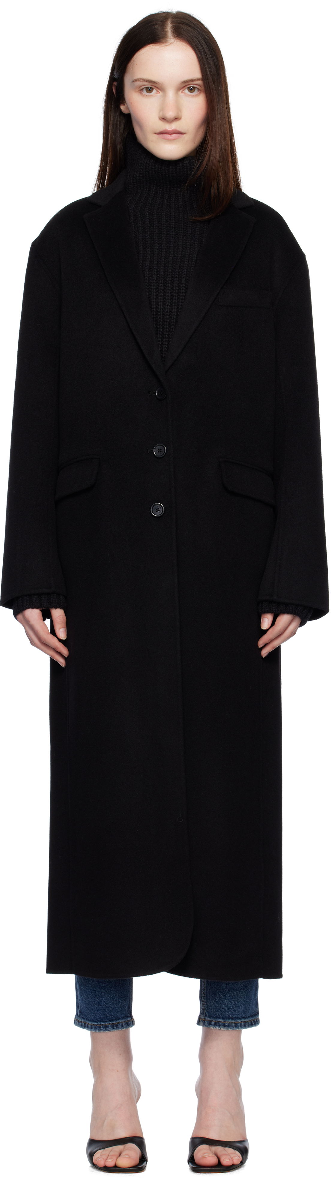 Long Wool-Blend Overcoat