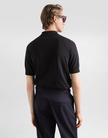 Polo tričko Dolce & Gabbana Cotton Knit Polo Shirt with Emblem Čierna | GXZ02ZJBCIUB0665, 2