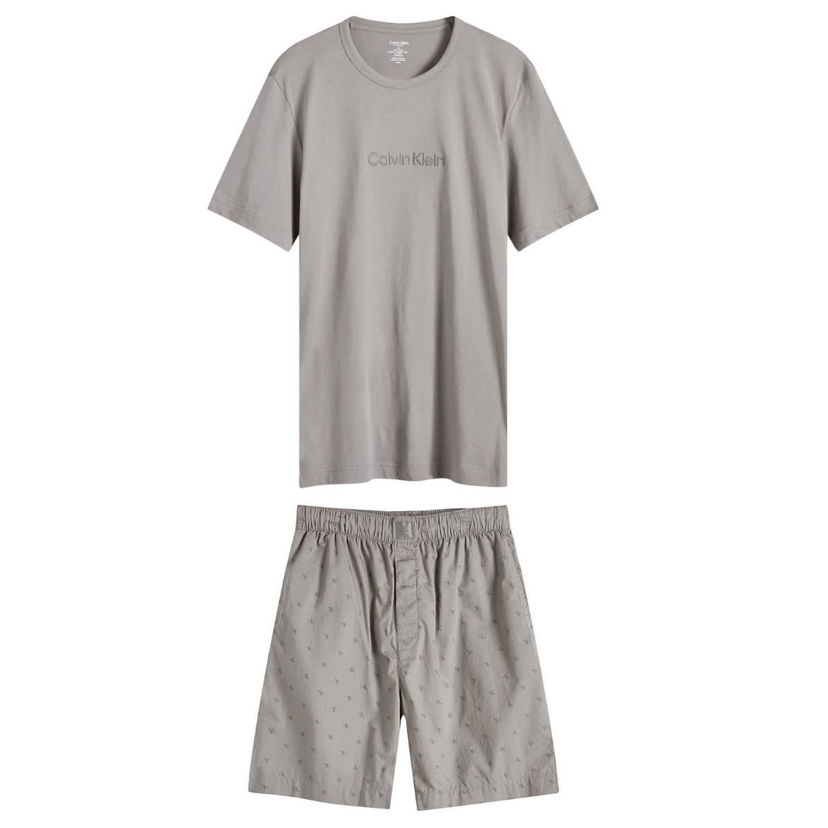 Pyžamo CALVIN KLEIN S/S Lounge Set Šedá | 000NM2752EQ91