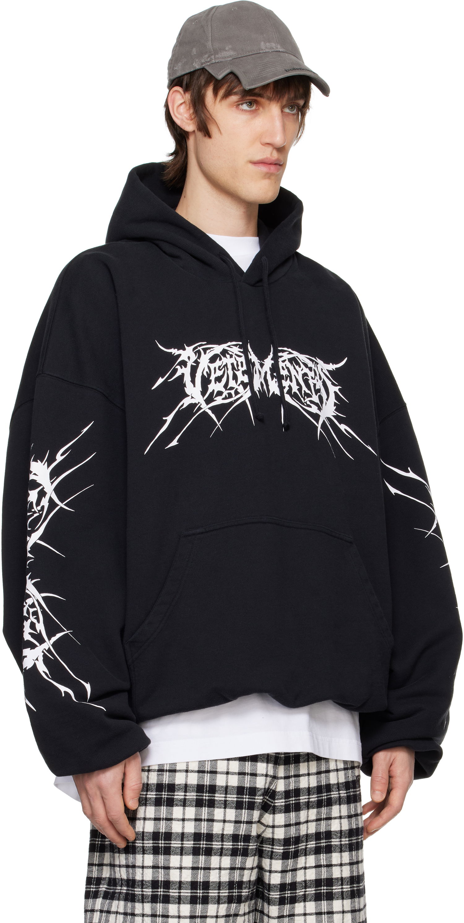 Mikina VETEMENTS Vetements Death Metal Cropped Boxy Hoodie Čierna | UA66HD620BW, 1