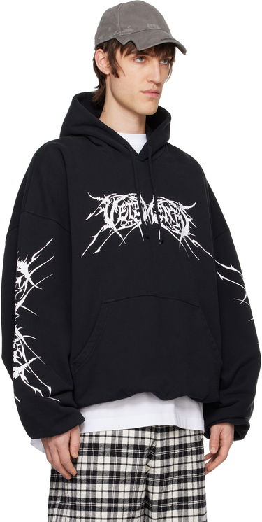 Mikina VETEMENTS Vetements Death Metal Cropped Boxy Hoodie Čierna | UA66HD620BW, 1